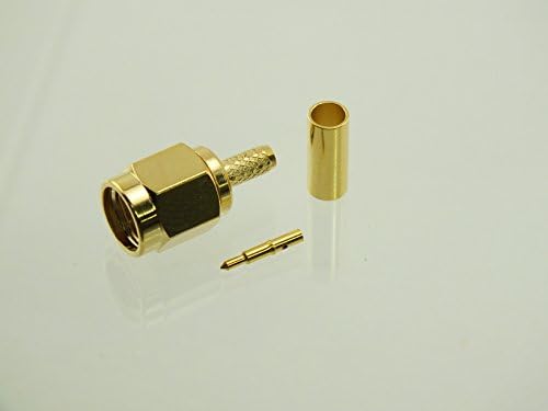 W5SWL Brand Premium Series SMA Male Gold Crimp Coax Connector fits RG-174 and LMR100 Type Cable 2-Pack