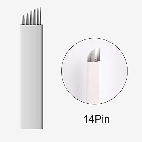 100pcs 14 Pin Sloped Permanent Makeup Needles Embroidery Manual Eyebrow Tattoo Needles Microblading Blades Needles