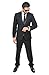 Slim Fit Men Suit Tuxedo Black 2 Button Satin Collar Flat Front Pants By Azar Man