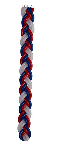 Ner MitzvahBraided Havdalah Candle - Large Red, Blue and White Paraffin Wax Handcrafted Havdallah Candle - Shabbat Judaica Gift