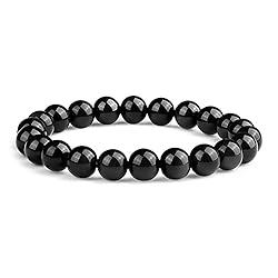 Crystal Vibe 8mm Black Obsidian Bracelet - Elastic