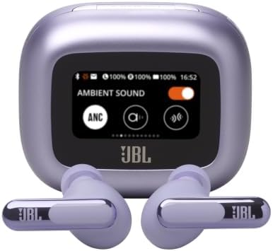 Live Beam 3 Auriculares inalambricos de botón con almohadillas,True Wireless con cancelación de ruido adaptable, hasta 48 horas de reproducción, Bluetooth, audio de alta resolución, violeta