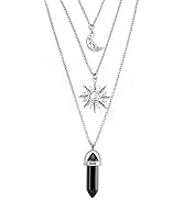 MJartoria Gothic Necklaces Chakra Sun and Moon Charm Pendant Multi Layered Alloy Chain Choker Nec...