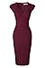 Newdow Lady's 50s Vintage V Neck Cap Sleeve Pencil Dress (Large, Burgundy)