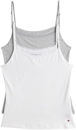 Tommy Hilfiger Top Donna Confezione da 2 Elasticizzati, Multicolore (White/Grey Heather), S