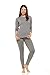 Thermajane Long Johns Thermal Underwear for Women Fleece Lined Base Layer Pajama Set Cold Weather (Small, Grey)