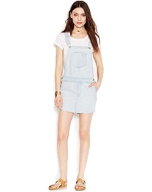 Sleeveless Square-Neck Jean Skirt-Overalls, Beach Wash