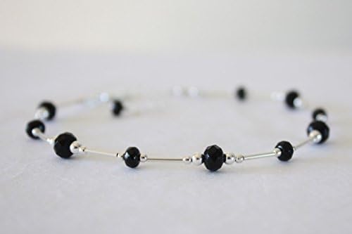 Black Anklet Sterling Silver Beach Jewelry