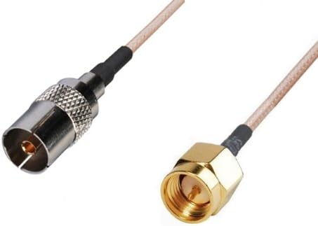 RF coaxial coax cable assembly IEC DVB-T TV PAL female to SMA male 12''