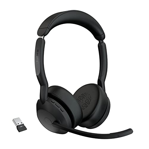 Jabra Evolve2 55 - schnurloses Stereo-Headset Air Comfort - Mikrofone mit Geräuschunterdrückung und ANC - kompatibel mit Allen UC-Plattformen wie Zoom und Google Meet - Schwarz