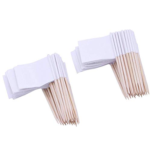 DLOnline 120 Pcs Mini Blank White Flag Toothpicks,DIY Food Picks Cupcake Decoration Fruit Cocktail Sticks Party Supplies, White Flags Labeling Marking for Party Cake - Thumbnail 4