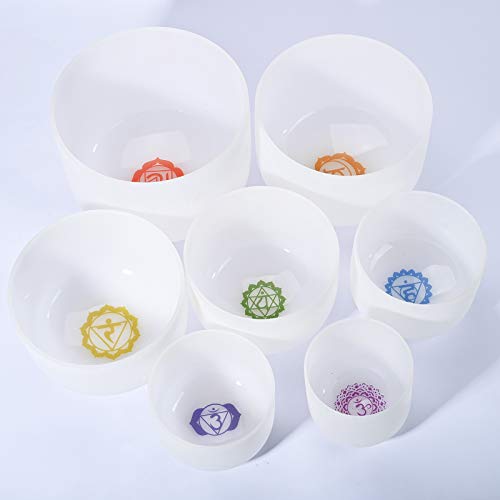 440HZ 6''-12'' Set of 7 Pieces Paternoster Quartz Crystal Singing Bowl Set Sound Healing - Image 3