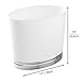 mDesign Oval Slim Decorative Trash Can with Accenting Base, Wastebasket for Bathroom, Bedroom Holds Garbage, Waste, Paper, Recyclables - Hyde Collection - White/Chrome