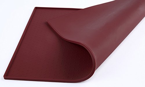 PetCee Dog Mats for Food,FDA Grade Silicone ,Large Dog Mat 15.7"x23.6"Pet Food Mat Dog Bowl Placemat (Dark Red) - Thumbnail 2