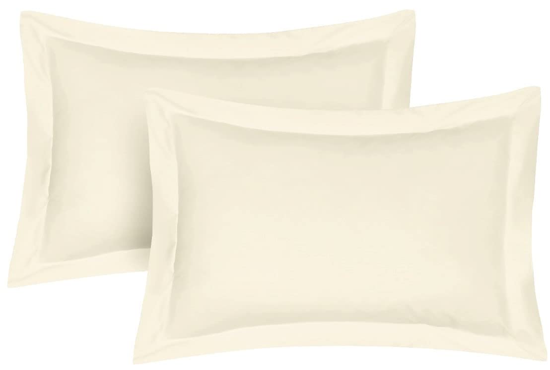 Pillow Shams 2 Pack Oxford Pillowcases, 100% Cotton Ultra Soft Premium Quality Bedroom Pillow Case Cover - Decorative Standard Pillow Covers 50x75cm (Cream)