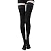 TOFLY Thigh High Compression Stockings, Opaque, Firm Support 20-30 mmHg Gradient Compression with Silicone Band, Closed Toe Compression Stockings, Treatment Swelling, Varicose Veins, Edema. Black S