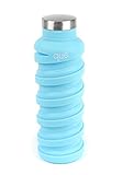que Bottle - Collapsible Water Bottle. BPA-Free, Leak Proof, Lightweight Travel Bottle. 20oz - Iceberg Blue