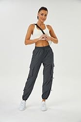 COPYLEAF Womens Parachute Cargo Pants with Pockets