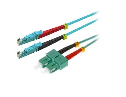 Helos LWL Patch Cable E2000 (LSH)/SC Duplex 50/125 μm OM3 Aqua 20.0 m