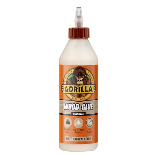 Gorilla Wood Glue, Gel, Indoor & Outdoor Carpentry Projects, Paintable, Sandable, Moisture Resistant, Clamping, Natural Color, 18oz/532mL, (Pack of 1)