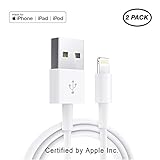 2 Pack Apple iPhone/iPad Charging/Charger Cord Lightning to USB Cable[Apple MFi Certified] Compatible iPhone X/8/7/6s/6/plus/5s/5c/SE,iPad Pro/Air/Mini,iPod Touch(White 1M/3.3FT) Original Certified