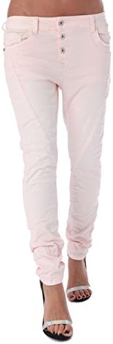 Q2 Women's Boyfriend jeans with button placket through front - S - Pink