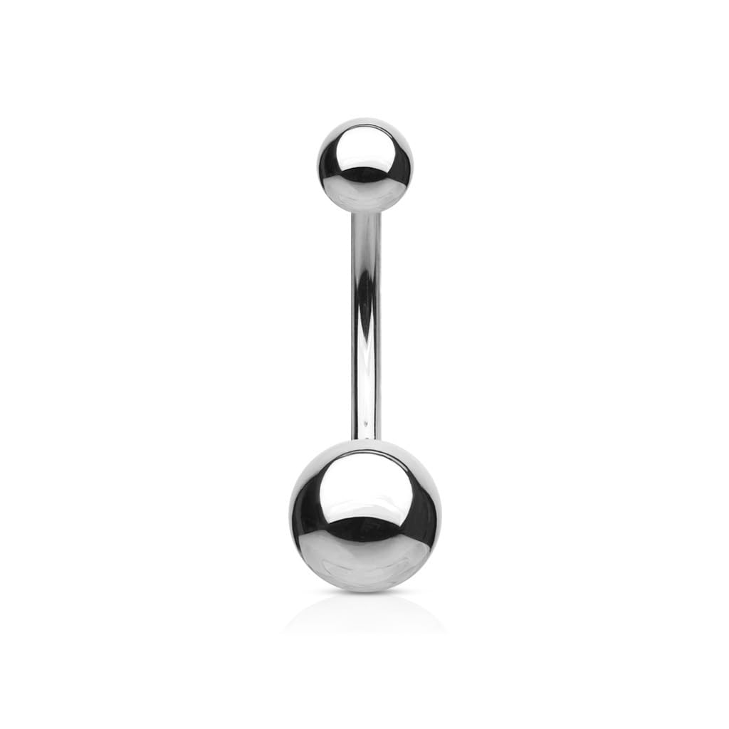 PiercedOff 316L Surgical Steel 1.6mm Belly Bar with Internally Threaded 6mm Ball - Length 10mm