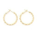 Followmoon 18K Gold Plated Women's Rope Hoop Earrings 20mm-50mm (30mm Rope Hoop Earrings)