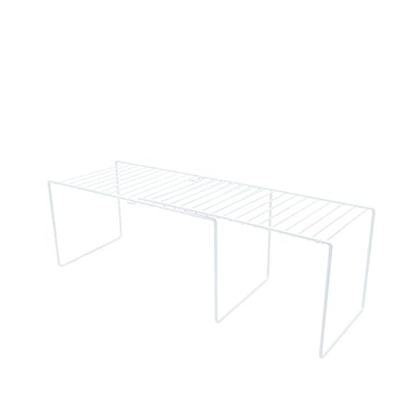 simplywire - Extra Large Extendable Kitchen Cupboard Organiser – Tall Storage Shelf – White