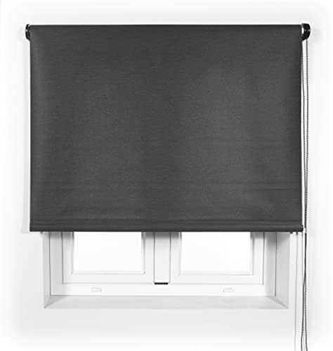 Blindecor Ara Premium Translucent Smooth Roller Blind - Anthracite Grey, 80 x 190 cm (W x H) | Fabric Size 77 x 185 cm