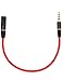 iMangoo 3.5mm Male to Female Audio Extension Cable, Auxiliary Stereo Aux Cable (20cm/ 0.65ft) Headphone Earphone Audio Cable for Cell Phone iPhone 7 Plus 6s Galaxy Note 7 S7 Edge Smartphone Black/Red