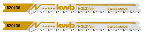 kwb Lames de scie sauteuse pour le bois en acier HCS flexible avec tige à une came (tige en T),denture en plongée,transport optimal de la sciure,tranchant durable,surface polie,pour les coupes fines