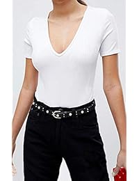 SUNRO 2 unidades de monos sexys con cuello en V para dama