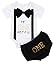 DONWEN Baby Boy First Birthday Outfit Mr Onederful Bowtie Romper + Shorts Bodysuit Cake Smash Outfits 6-12 Months