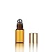 Simple-E 3ml Amber Glass Roll on Essential Oil Empty Perfume Bottle w/Stainless Steel Roller Ball Pack of 10pcs