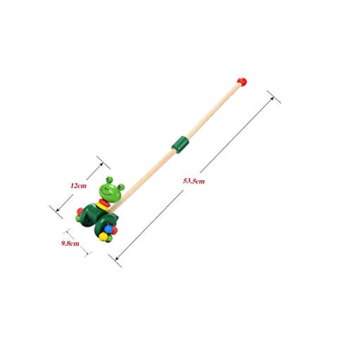 Auch Wooden Wonders Frog Push-n-Pull Waddling Toy Walking Training Toy with Colorful Rolling Beads for Toddlers and Babies Girl or Boy, Classic Early Learning Balance Walking Play Toy
