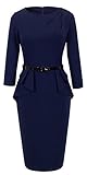 Homeyee Women's Vintage Tartan Wear to Work Bodycon Dress B267 (XXL, Dark Blue)