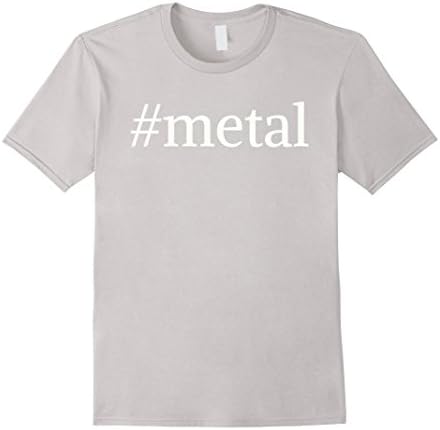 Mens # Hashtag Metal Heavy Metal T-Shirt Small Silver