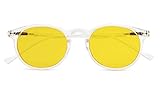 UV Protection,Anti Blue Rays,Reduce Eyestrain,Oval Computer Reading Glasses(Clear,Amber Tinted Lenses) +2.0