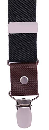 ORSKY Mens' Bow Tie and Suspenders Set Adjustable Elastic 47" Black