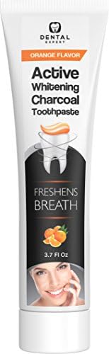 Activated Charcoal Teeth Whitening Toothpaste DESTROYS BAD BREATH - Best Natural Black Tooth Paste Kit - Herbal Decay Treatment - REMOVES COFFEE STAINS - ORANGE FLAVOR - 105g (3.70oz)