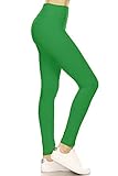 LYX128-KELLYGREEN Yoga Solid Leggings, Plus Size