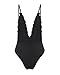 StyleDome Women Lace Strap Halter Plunge V Neck Bodysuit Bodycon Stretch Babydoll Leotard Black US 4
