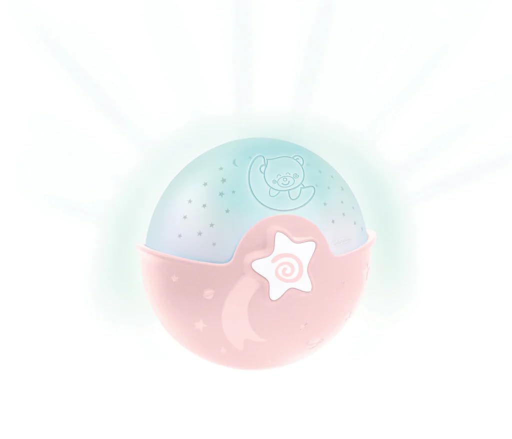 INFANTINO Soothing Light and Projector - Clip-on Crib Night Light with Grow-with-Me Design, Starry Night Projector and Tabletop with Built-in Melodies and Sound Sensors, Pink