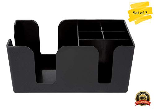 MM Foodservice Set of 2 Counter Top Bar Caddy with 6 compartments, Barware Napkin and Straw Organizer
