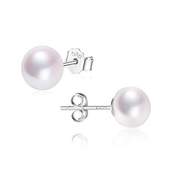 Pearl Earrings for Women 7-9mm Freshwater Cultured Pearl Stud Earrings 925 Sterling Silver - VIKI LYNN