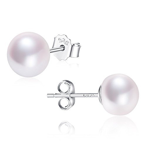 Pearl Earrings for Women 7-9mm Freshwater Cultured Pearl Stud Earrings 925 Sterling Silver – VIKI LYNN