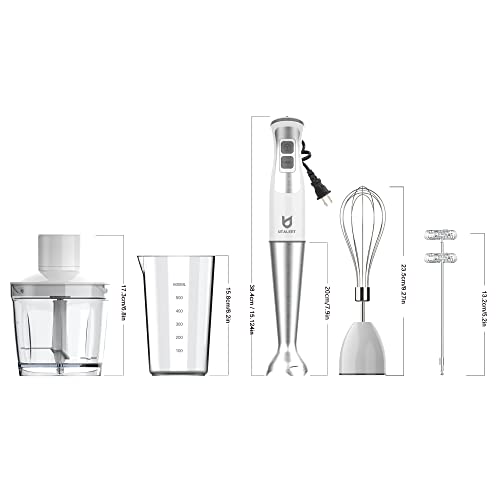Immersion Hand Blender, UTALENT 5in1 8Speed Stick Blender with 500ml