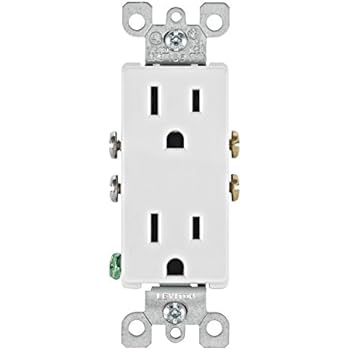 Leviton 5325-WMP 15 Amp, 125 Volt, Decora Duplex Receptacle, Residential Grade, Grounding, White, 10 count