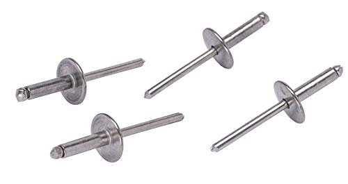 #68 Large Flange Stainless Rivets (25pc) 3/16" Diameter, Grip Range (3/8" - 1/2"), All 18-8 Stainless Steel